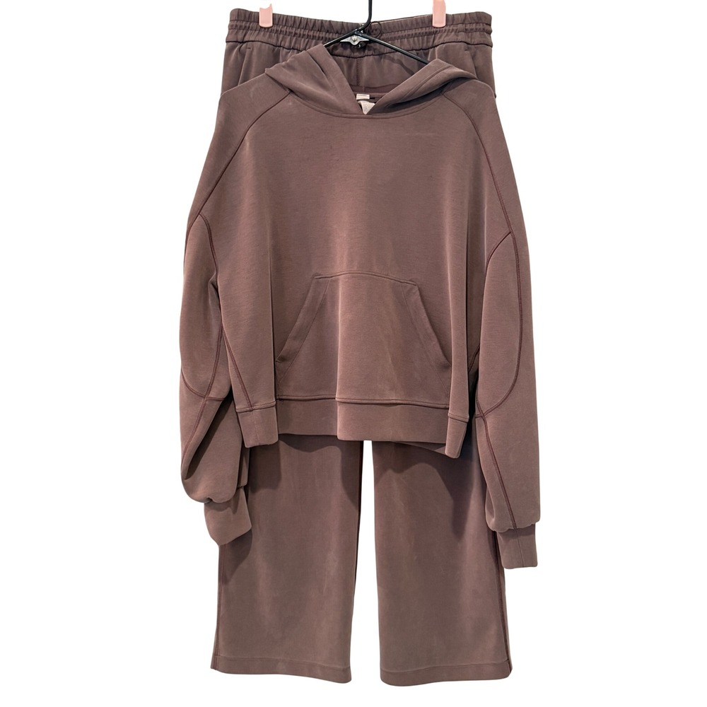 Lululemon Softstreme Hoodie & Pants Set Womens 12 Espresso Brown